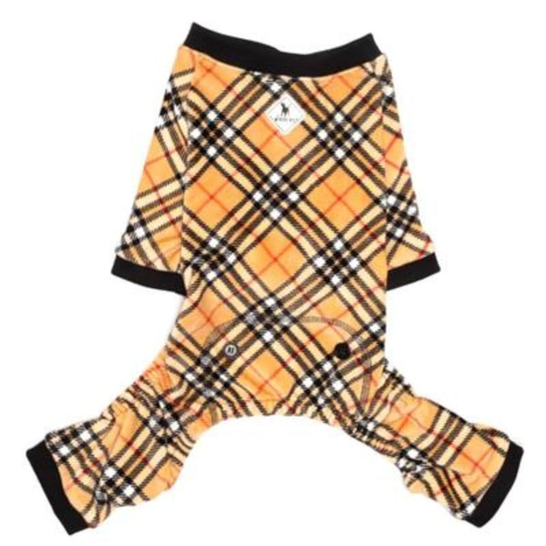The Worthy Dog Pajamas XS Tan Plaid Fleece Dog Jammies