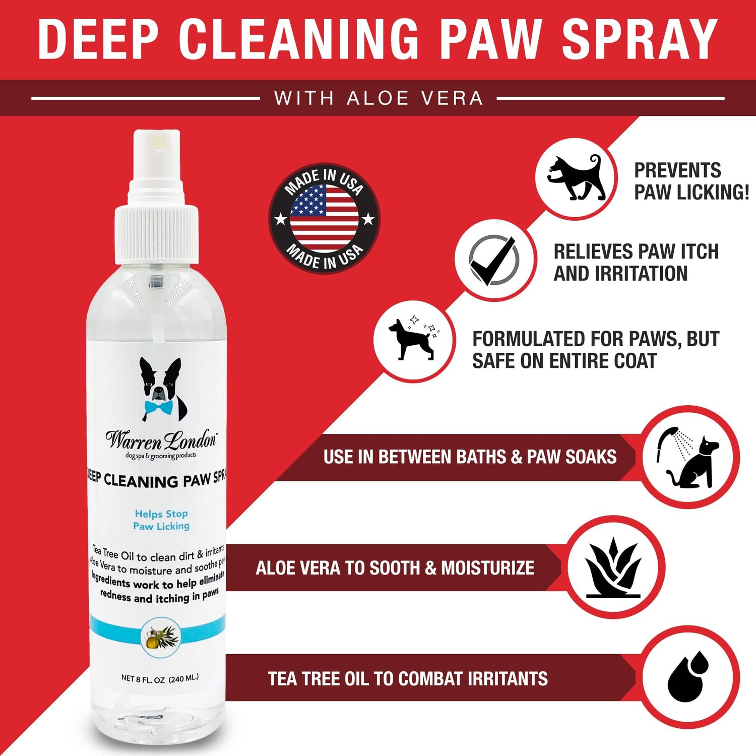 Warren London Spa Product Deep Cleaning Paw Spray for Dogs