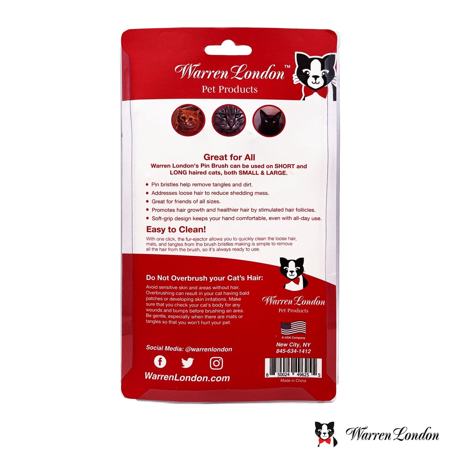 Warren London Cat Supplies Cat De-Tangling Pin Brush