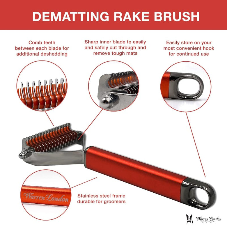 Warren London Pet Combs & Brushes Dematting Rake Brush for Dogs and Cats