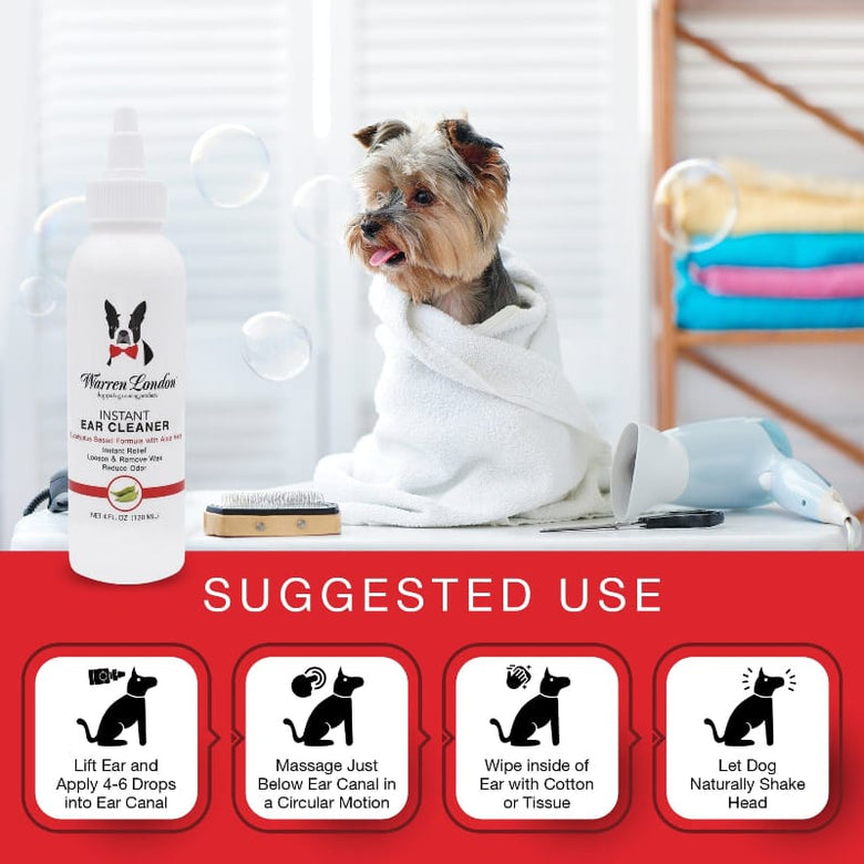 Warren London Spa Product Instant Ear Cleaner For Dogs 12 oz or 1 gallon - Professional Size - Removes Wax and Odor