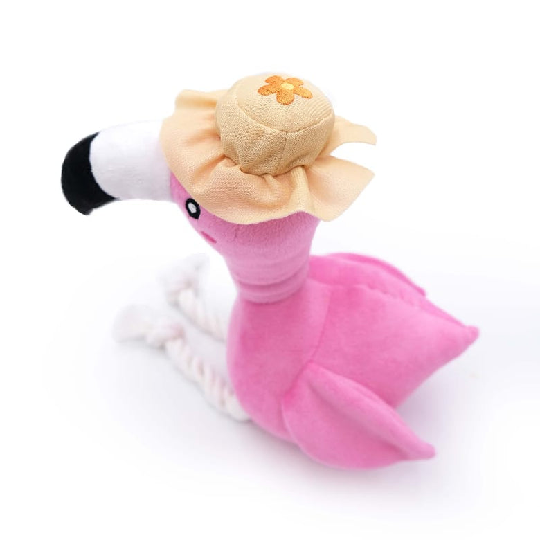 ZippyPaws dog toys Freya the Flamingo Playful Pal Pink Plush Squeaky Rope Dog Toy