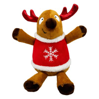Rocky Reindeer Christmas Holiday Plush Squeaky Dog Toy- 2 Sizes