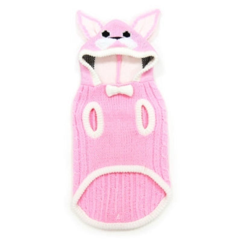 Dogo Pet dog apparel Cable Pink Bunny Hooded Dog Sweater - Only Available in Size XL and 2XL