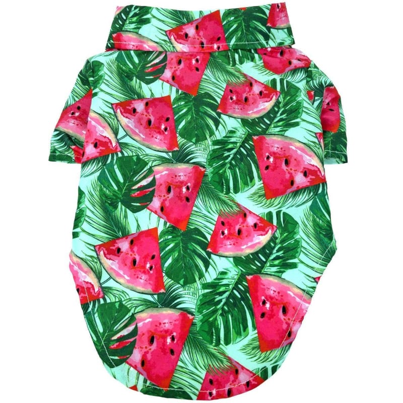 Doggie Design Collared Shirts 2XS Hawaiian Juicy Watermelon Camp Dog Shirt