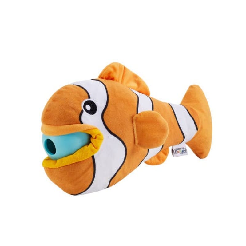 Outward Hound dog toys Big Mouthz Plush Clown Fish Orange Interactive Puzzle Dog Toy