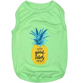 Parisian Pet® dog apparel SM Pineapple Good Vibes Green Dog Tee