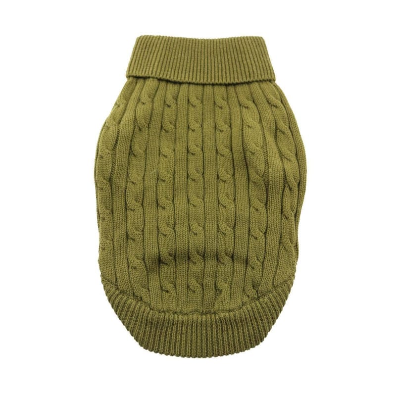 Doggie Design SWEATERS 2XS 100% Combed Cotton Cable Knit Dog Sweater - Herb Green
