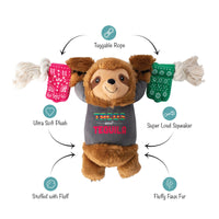 Tacos & Tequila Fiesta Sloth Plush Squeaky Rope Dog Toy