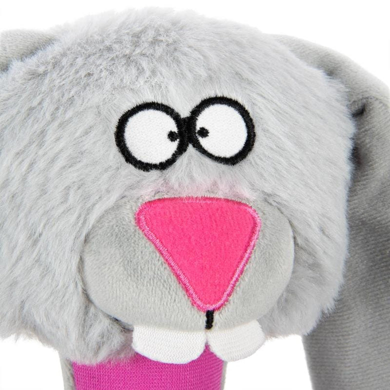GoDog dog toys Multi Tugs Grey Rabbit Easter Spring Plush Squeak Rope Dog Toy