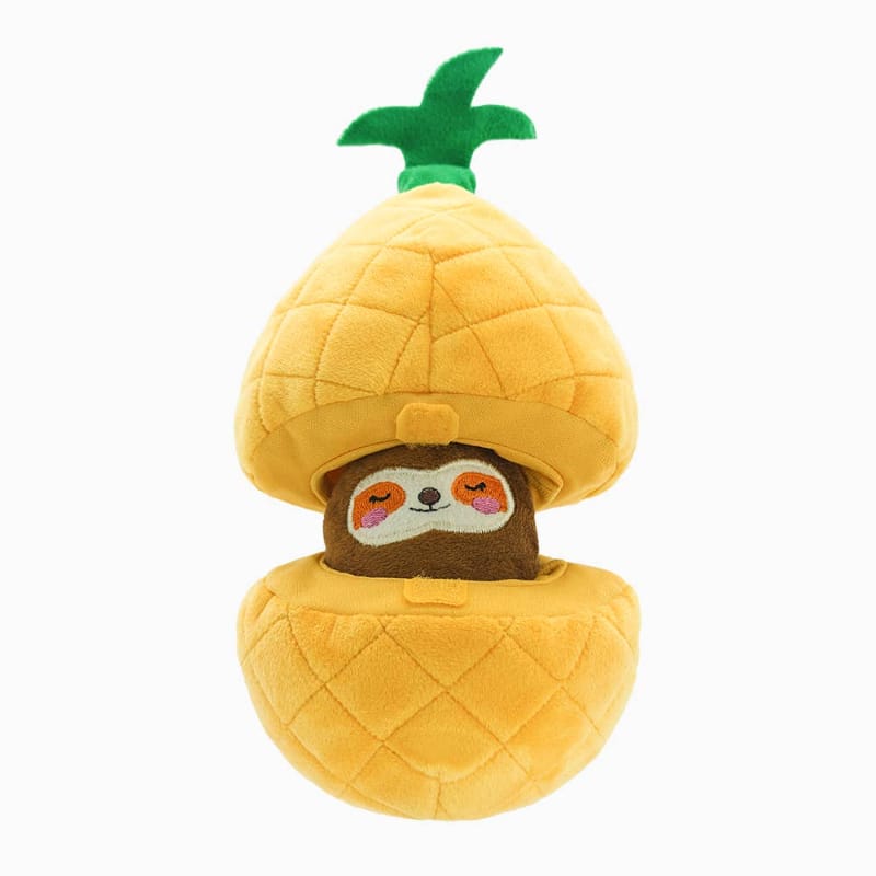 Hugsmart Products Inc dog toys Fruity Critterz Pineapple Sloth Plush Dog Toy
