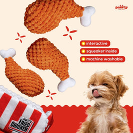PAWTY Dog Toys dog toys Pawty's Fried Chicken Interactive Plush Squeak Dog Toy Set - 4 Pc