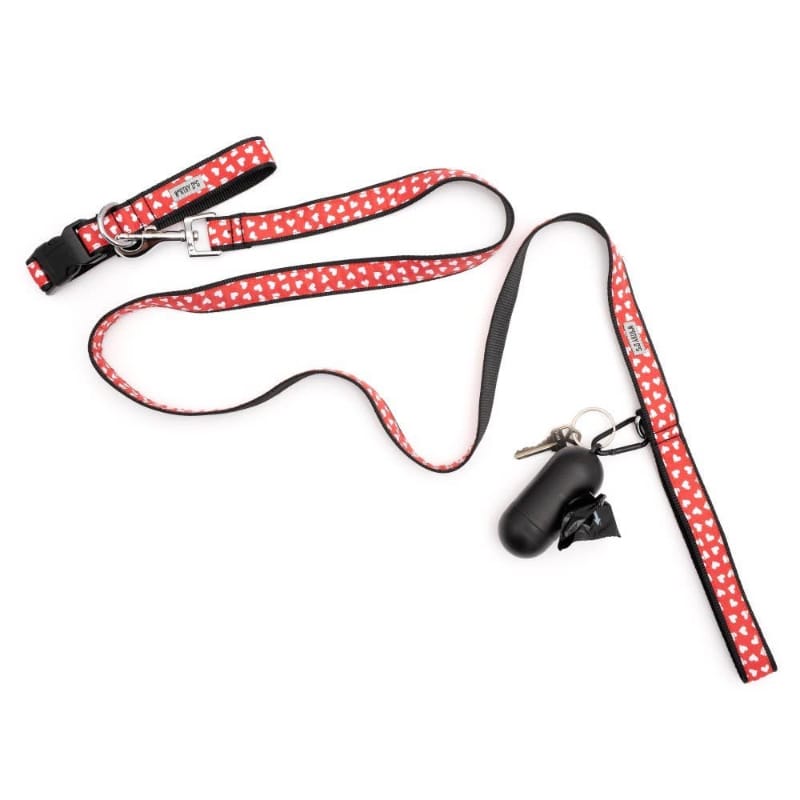 The Worthy Dog Leashes Be Mine Lots of Hearts Red Dog Leash - 2 Sizes