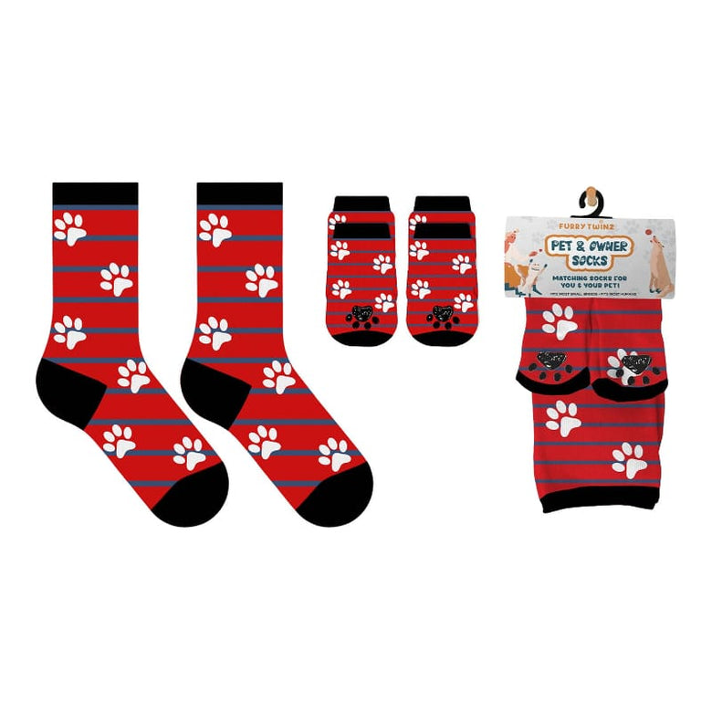 Extreme Fit Wholesale Pet Socks Pawmerica Matching Pet & Owner Fun Socks (Soft Blue/Red/White) - One Size Fits Most