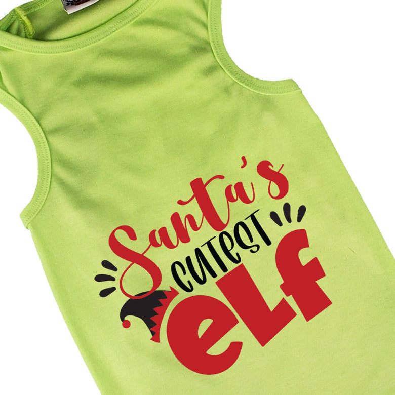 House of FurBaby House of FurBaby - Holiday Pet Shirt and Tutu | Santa's Cutest Elf: Green / XXS- under 3 lbs / Tee Only
