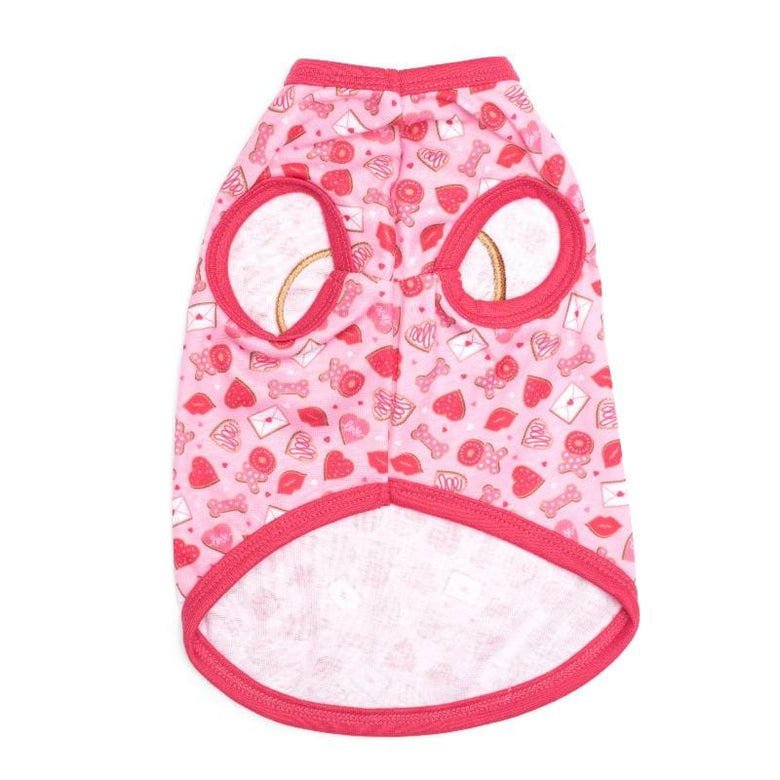 The Worthy Dog Dog Apparel Love & Kisses Hearts Pink Dog Tee