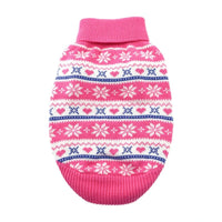 Doggie Design SWEATERS 2XS Snowflake and Hearts Pink Combed Cotton Dog Sweater