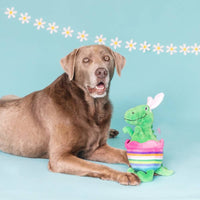 Petshop by Fringe Studio dog toys Easter Just Hatched Egg Bunny Ears Rex Spring Plush Squeak Dog Toy