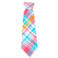 The Worthy Dog Bow Tie SM Madras Colorful Pastel Plaid Neck-Tie Pet Collar Attachment - 2 Sizes