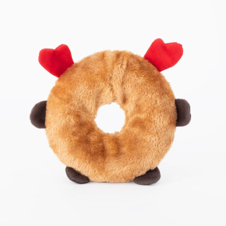 Holiday Donutz Buddies Christmas Reindeer Plush Squeak Dog Toy