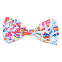 Brrrr! Cold Winter Theme Orange/ Lt Blue Bow Tie Pet Collar Attachment - 2 Sizes