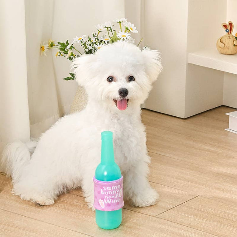 Hugsmart Products Inc dog toys Easter Some Bunny Needs Wine Rubber Bottle Dog Toy
