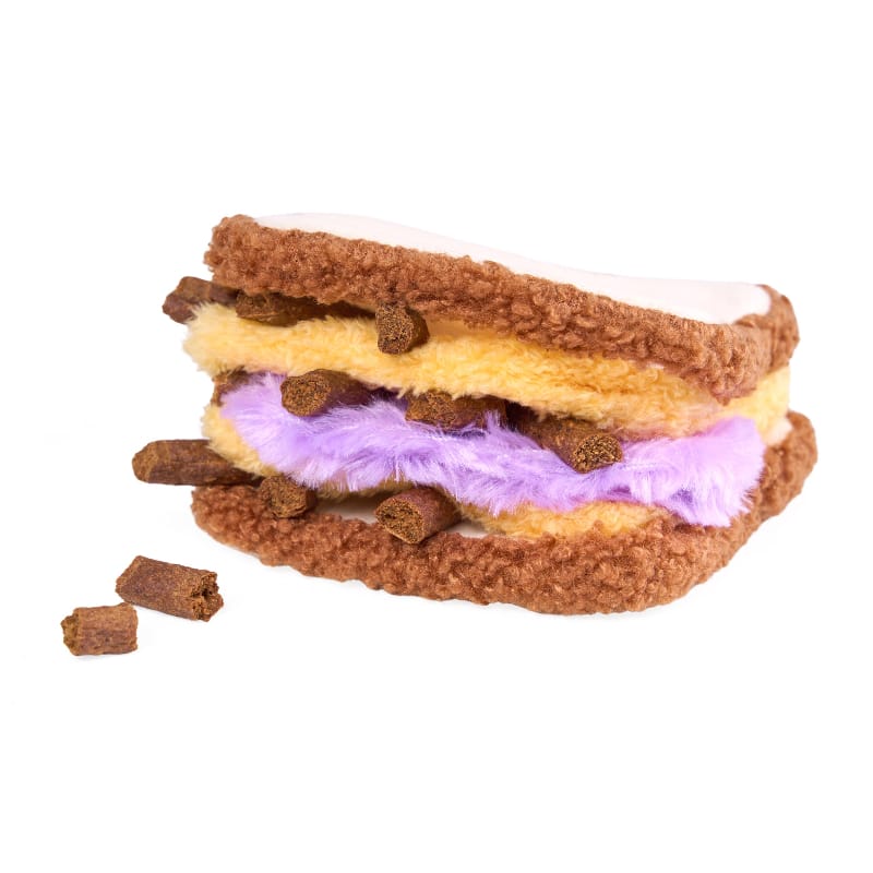ZippyPaws dog toys PB & J Sandwich Snufflerz Plush Dog Toy