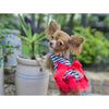 Doggie Design Dog Apparel Red Cherry Stripe Dog Harness Dress & Matching Leash