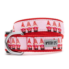 Cupid Gnomes Red / Pink Holiday Dog Collar