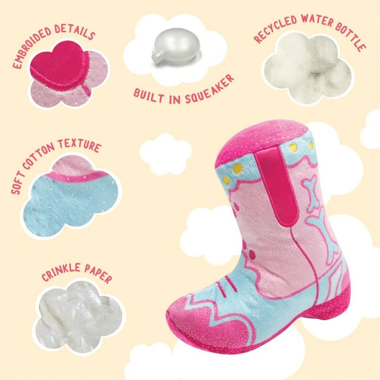 SnugArooz dog toys Single 2 Boot Pink & Sky Blue Plush Squeak Boot Dog Toy