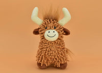 Multipet dog toys Floppy Highland Brown Shaggy Cow Squeaky Dog Toy - 10"