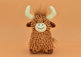 Multipet dog toys Floppy Highland Brown Shaggy Cow Squeaky Dog Toy - 10"