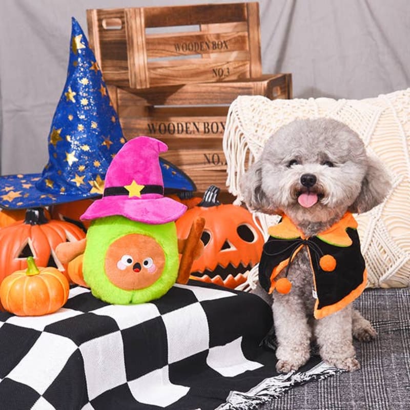 Hugsmart Products Inc dog toys Howloween Night Witch Avocado Plush Squeaky Dog Toy