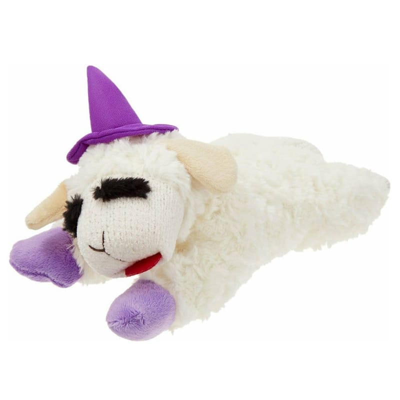 Multipet dog toys Halloween Lamb Chop w/Purple Hat & Paws Plush Squeak Dog Toy - 10.5"