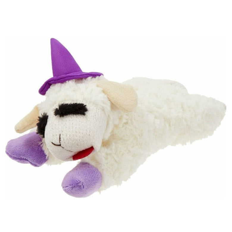 Multipet dog toys Halloween Lamb Chop w/Purple Hat & Paws Plush Squeak Dog Toy - 10.5"