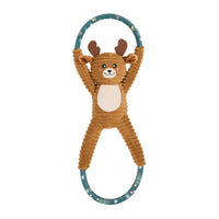 Christmas Holiday Season RopeTugz Reindeer Green Rope Plush Squeaky Tug Dog Toy