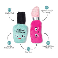 Petshop by Fringe Studio Dog Toys Wake Up Make Up Plush Squeak Dog Toy Set - 2 Pc
