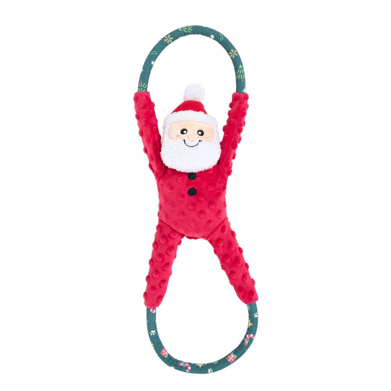Christmas Holiday Season RopeTugz New Santa Plush Squeaky Tug Dog Toy