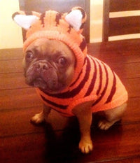 Barkers Bowtique Halloween Chenille Tiger Hoodie Dog Sweater