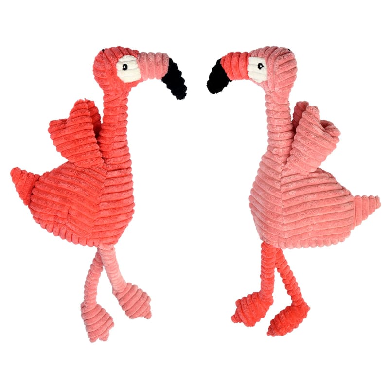 Multipet dog toys Pink Corduroy Flamingo Plush Squeaky Dog Toy - 17"