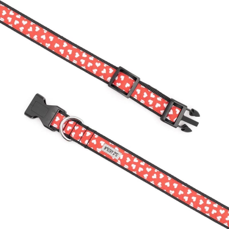 The Worthy Dog Collars Be Mine Lots of Hearts Red Dog Collar