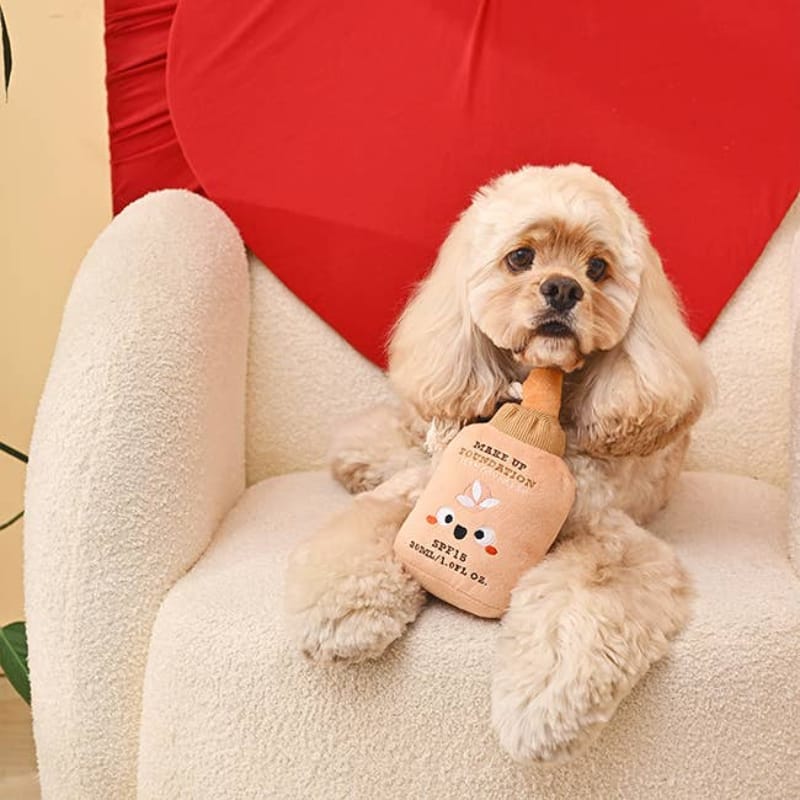 Hugsmart Products Inc Dog Toys Makeup Collection Foundation Plush Squeak Dog Toy