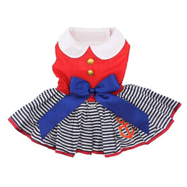 Doggie Design DRESSES Sailor Girl Patriotic Red White Blue Dog Dress with Matching Leash