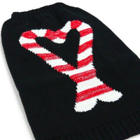Dogo Pet Sweaters XL Holiday Candy Cane Black Dog Sweater
