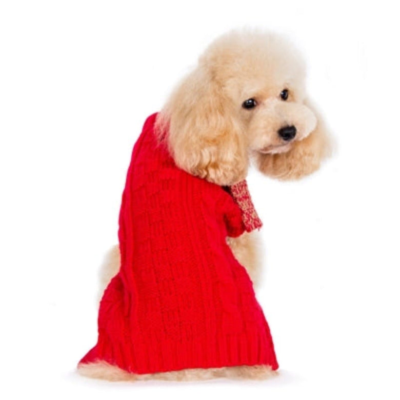 Dogo Pet Sweaters Urban Cable Scarf Dog Sweater - Red or Gray