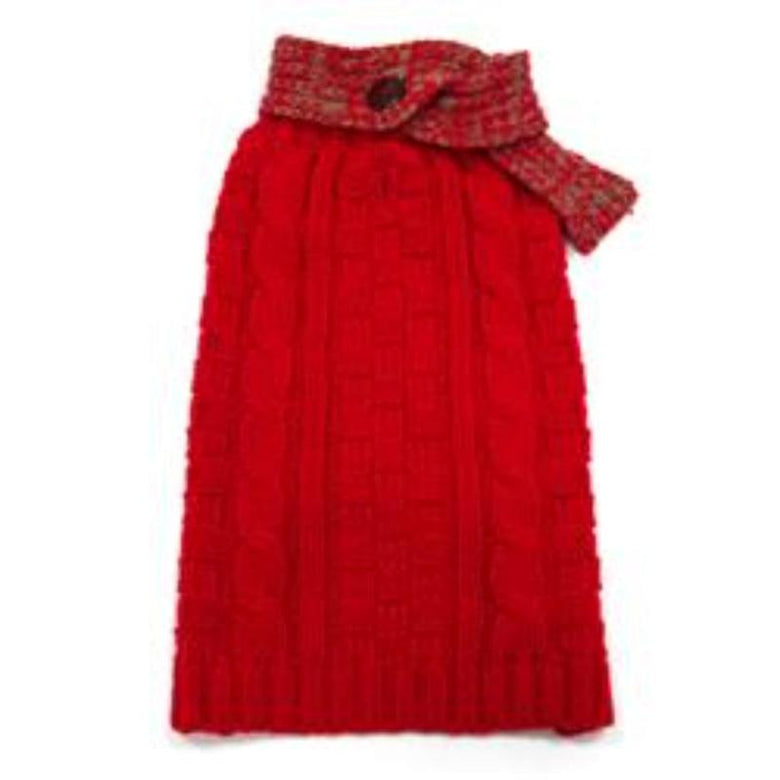 Dogo Pet Sweaters Red / XXS Urban Cable Scarf Dog Sweater - Red or Gray