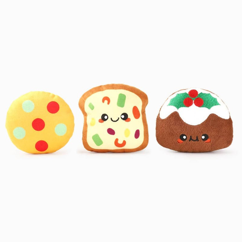 Hugsmart Products Inc dog toys Happy Woofmas Xmas Desserts Plush Dog Toy Set - 3 Pc