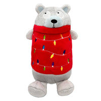Deck The Bear Christmas Holiday Plush Squeaky Dog Toy- 2 Sizes