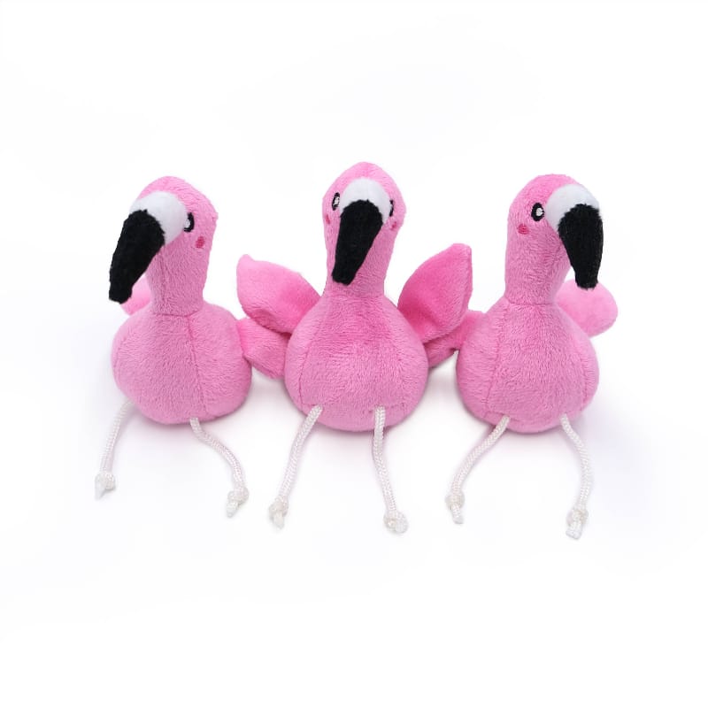 ZippyPaws dog toys Flamingos in Monstera Green Leaf Burrow Plush Dog Toy Set - 4 Pc