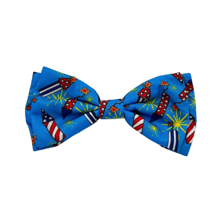 Huxley & Kent Bow Tie LG Firecrackers Blue Pet Bow Tie - 2 Sizes